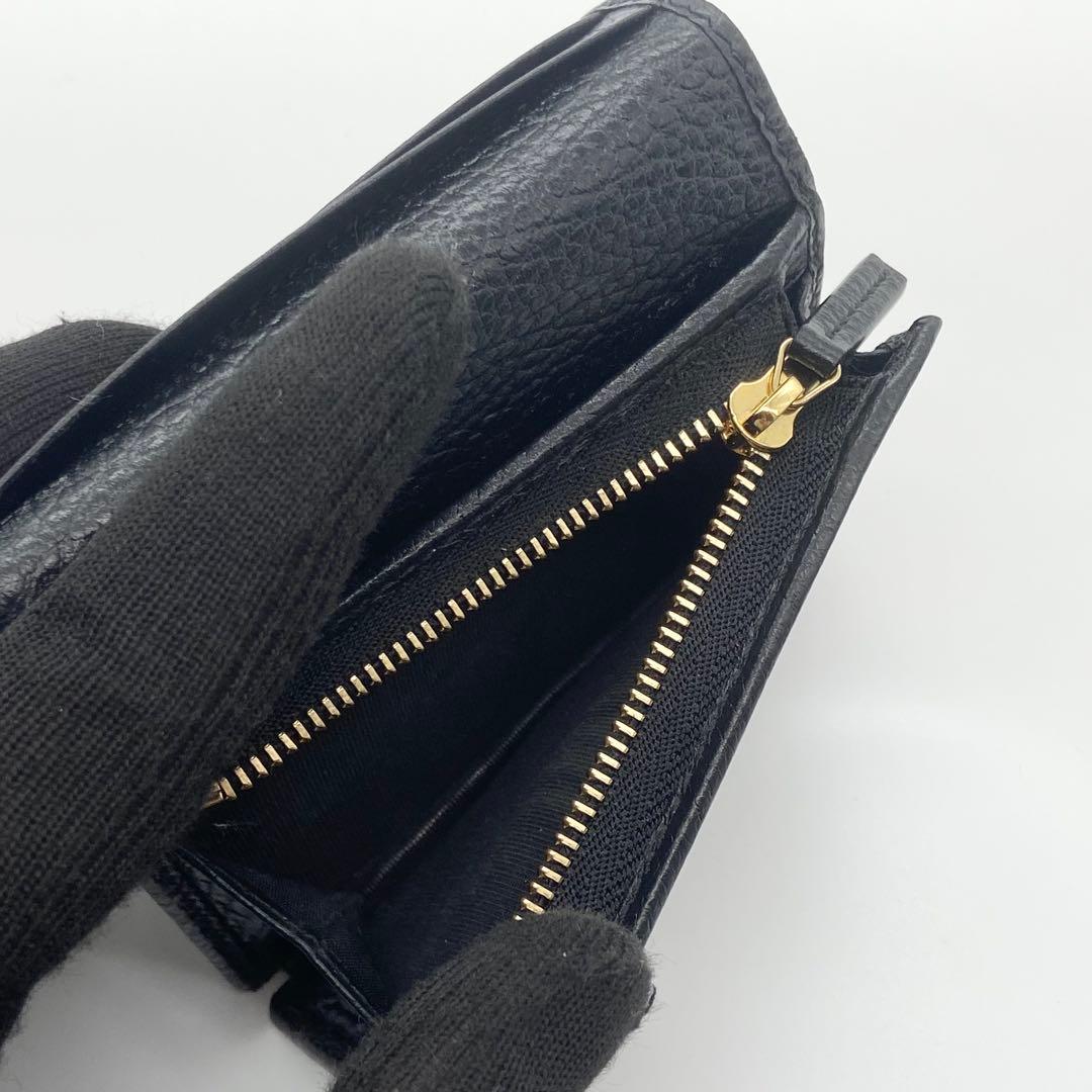 未使用級 GUCCI グッチ 折り財布　GG マーモント　ブラック レザー
