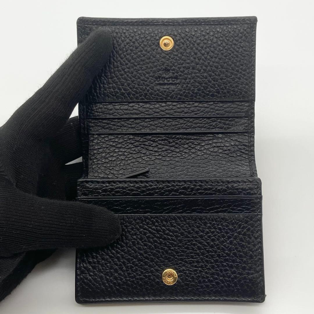 未使用級 GUCCI グッチ 折り財布　GG マーモント　ブラック レザー
