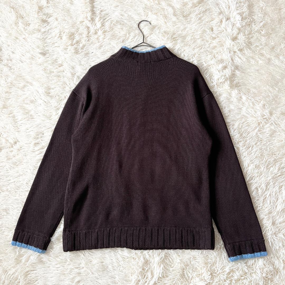 3★バーバリーブラックレーベル チェック柄 ホース刺繍 フルジップニットブルゾン