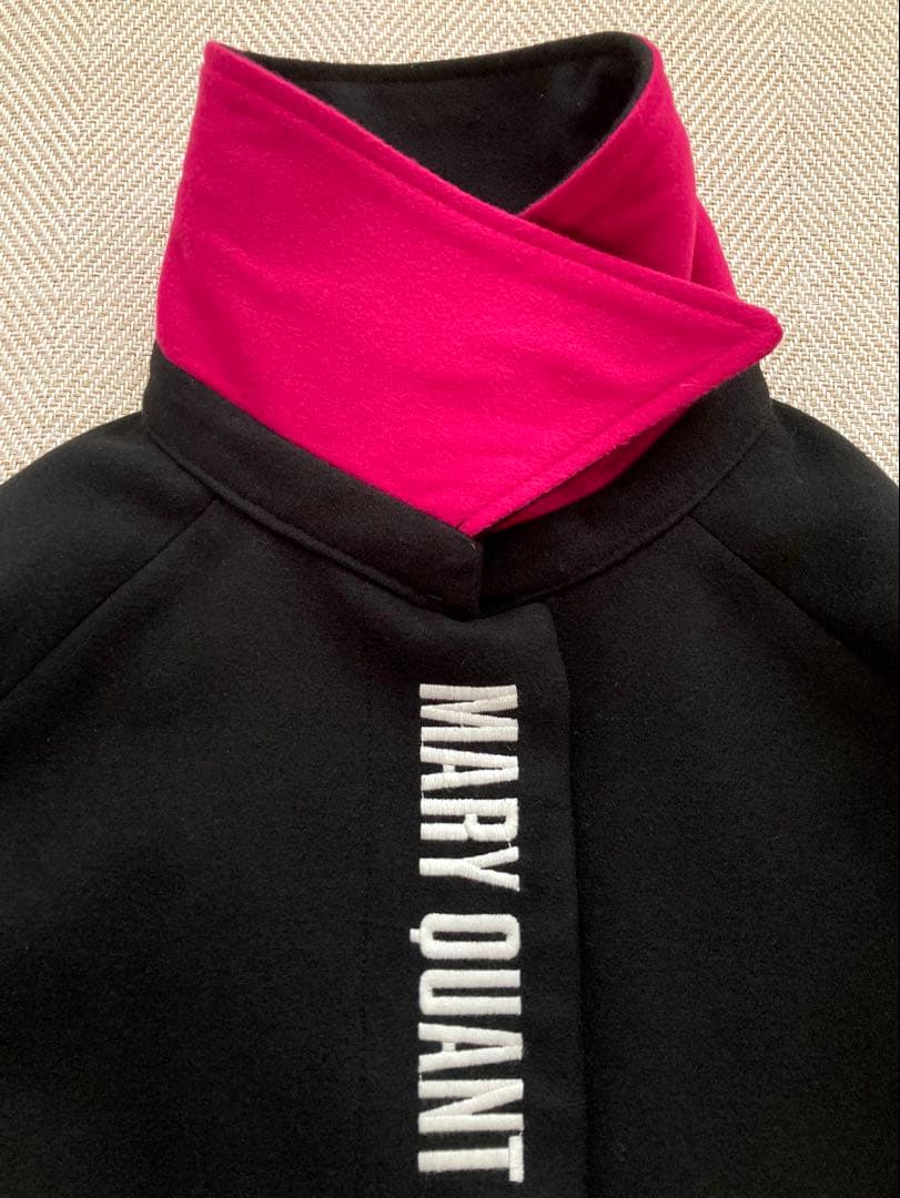 美品✨MARY QUANT ラグランフロントロゴ ロングコート マリクワ　黒　M