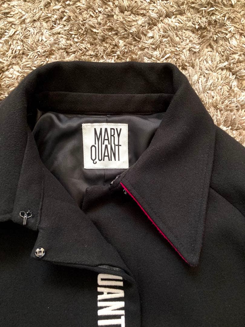 美品✨MARY QUANT ラグランフロントロゴ ロングコート マリクワ　黒　M