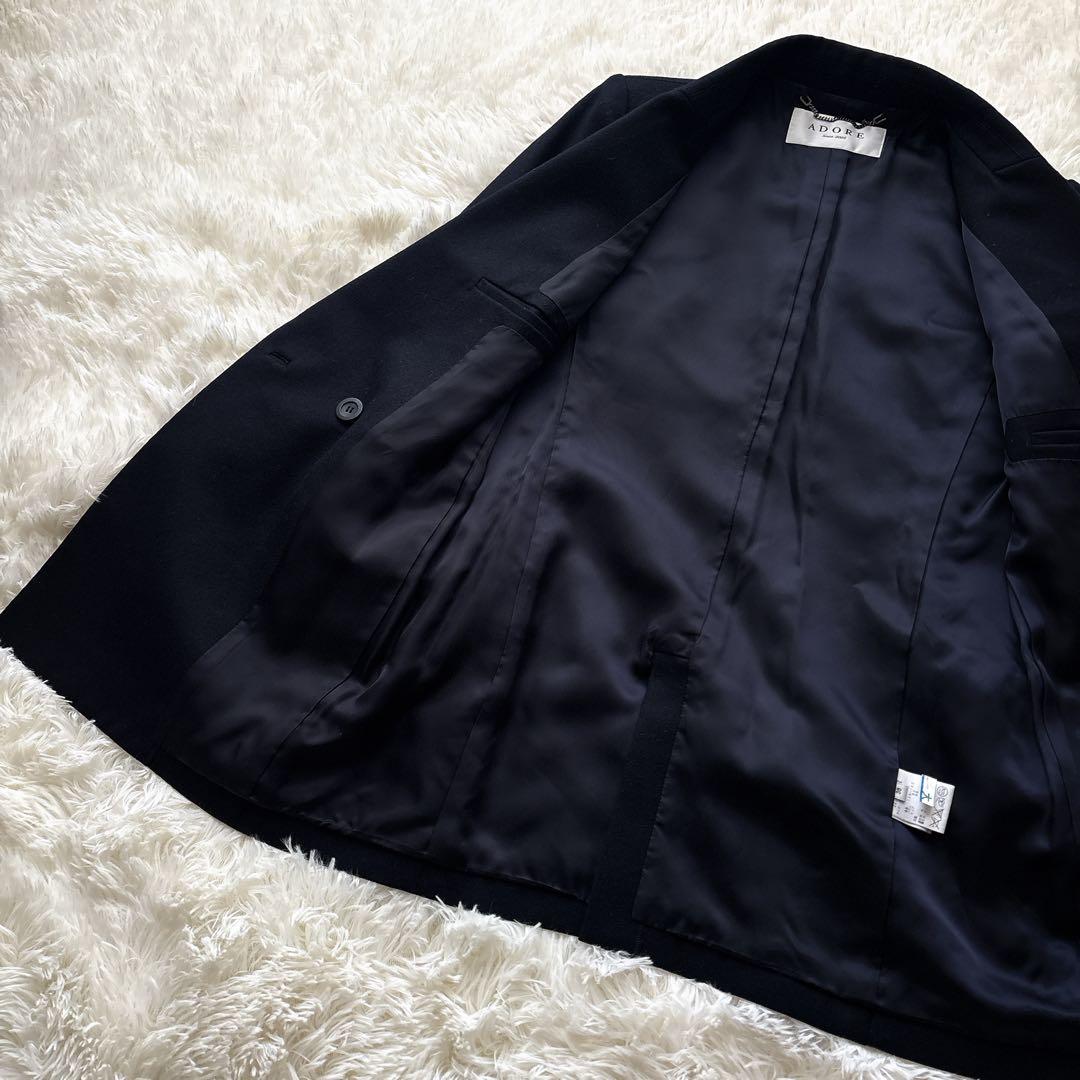 美品 ADORE アドーア テーラードコートジャケット 38 ネイビー 紺色 M
