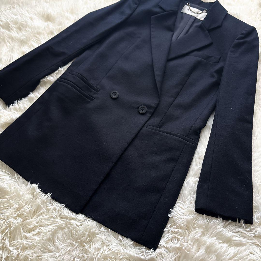 美品 ADORE アドーア テーラードコートジャケット 38 ネイビー 紺色 M