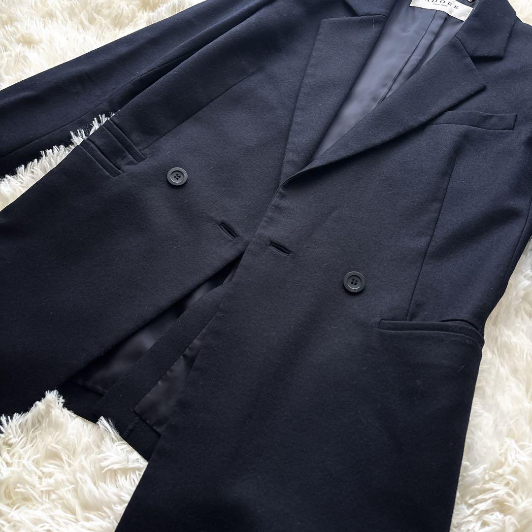 美品 ADORE アドーア テーラードコートジャケット 38 ネイビー 紺色 M