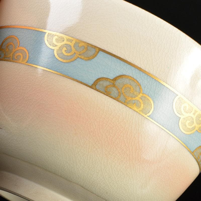 あい茶道具　京焼　加藤松香作　色絵　仁清目之出鶴　茶碗　共箱　C5344