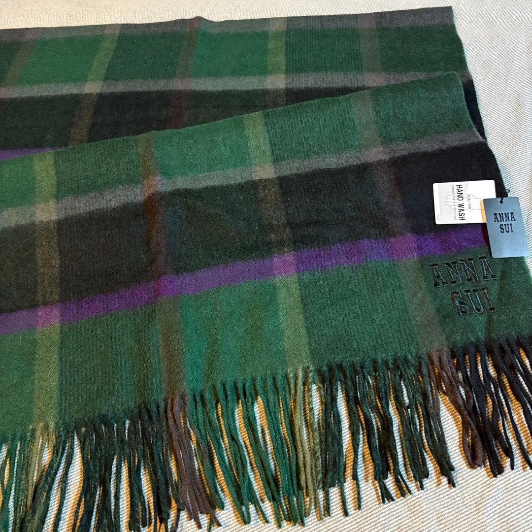新品　アナスイ　暖か大判ロゴ刺繍ストール・ショール「70×200㎝」②