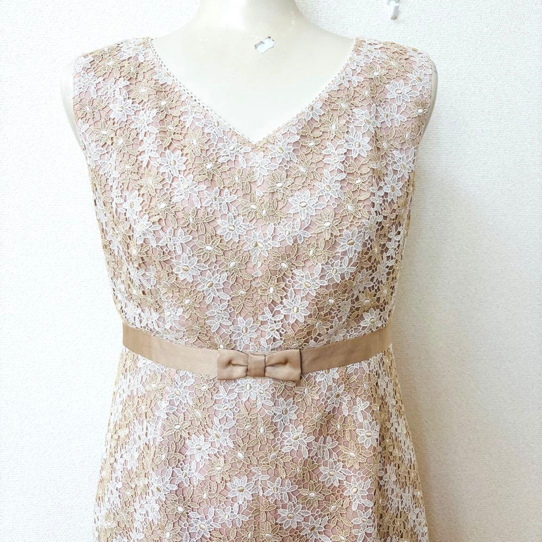 【美品✨】　TOCCA トッカ 総レース Ｌ　花柄　ワンピース ピンクベージュ