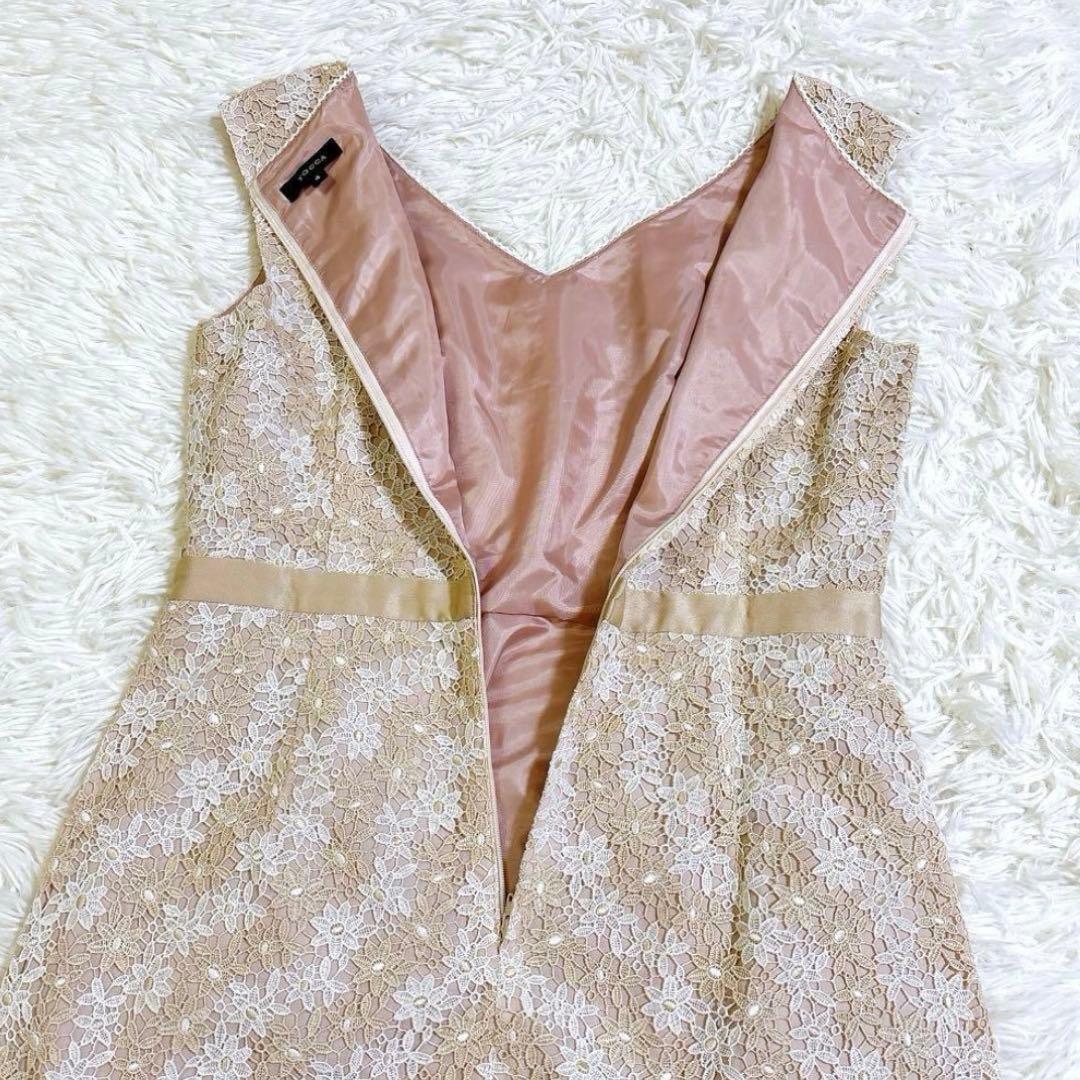 【美品✨】　TOCCA トッカ 総レース Ｌ　花柄　ワンピース ピンクベージュ