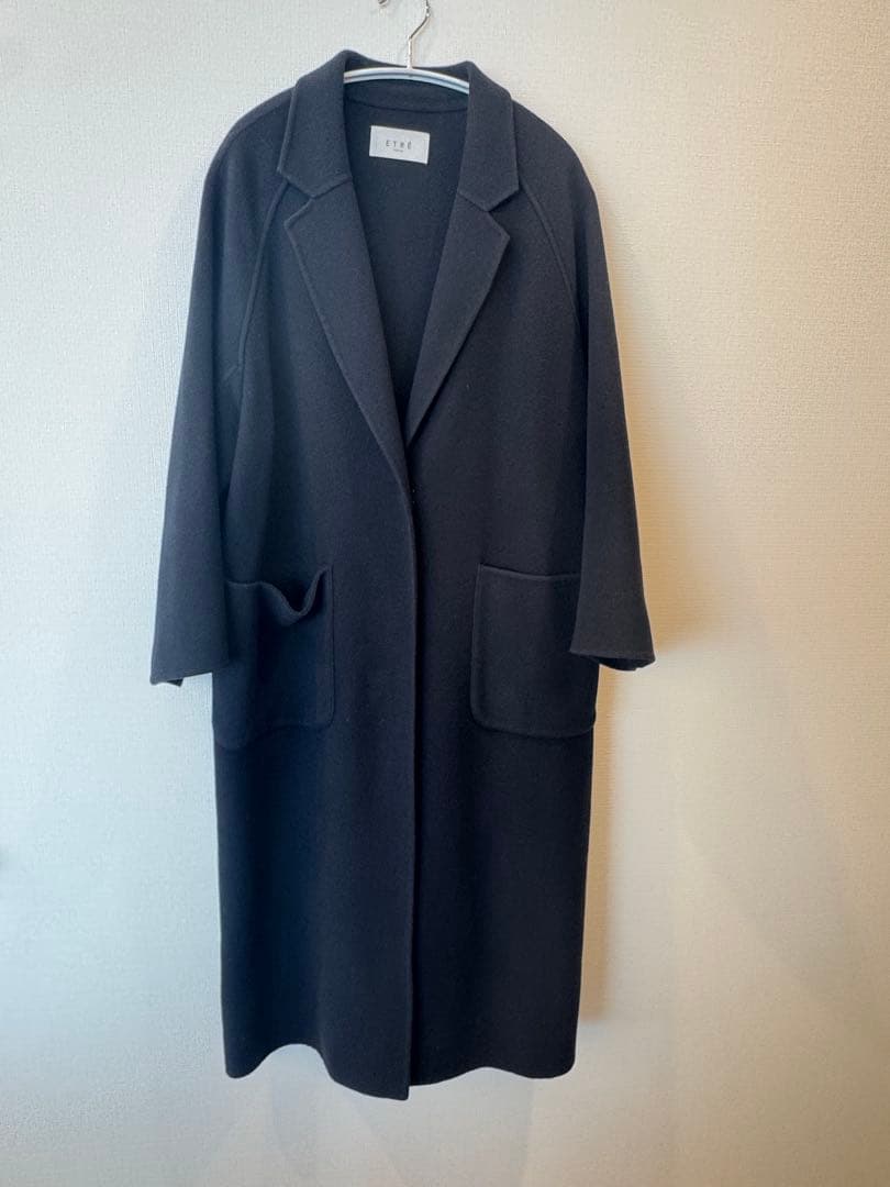 ETRETOKYO リバーロングコート　ダブルフェイス　カシミア混　紺　S