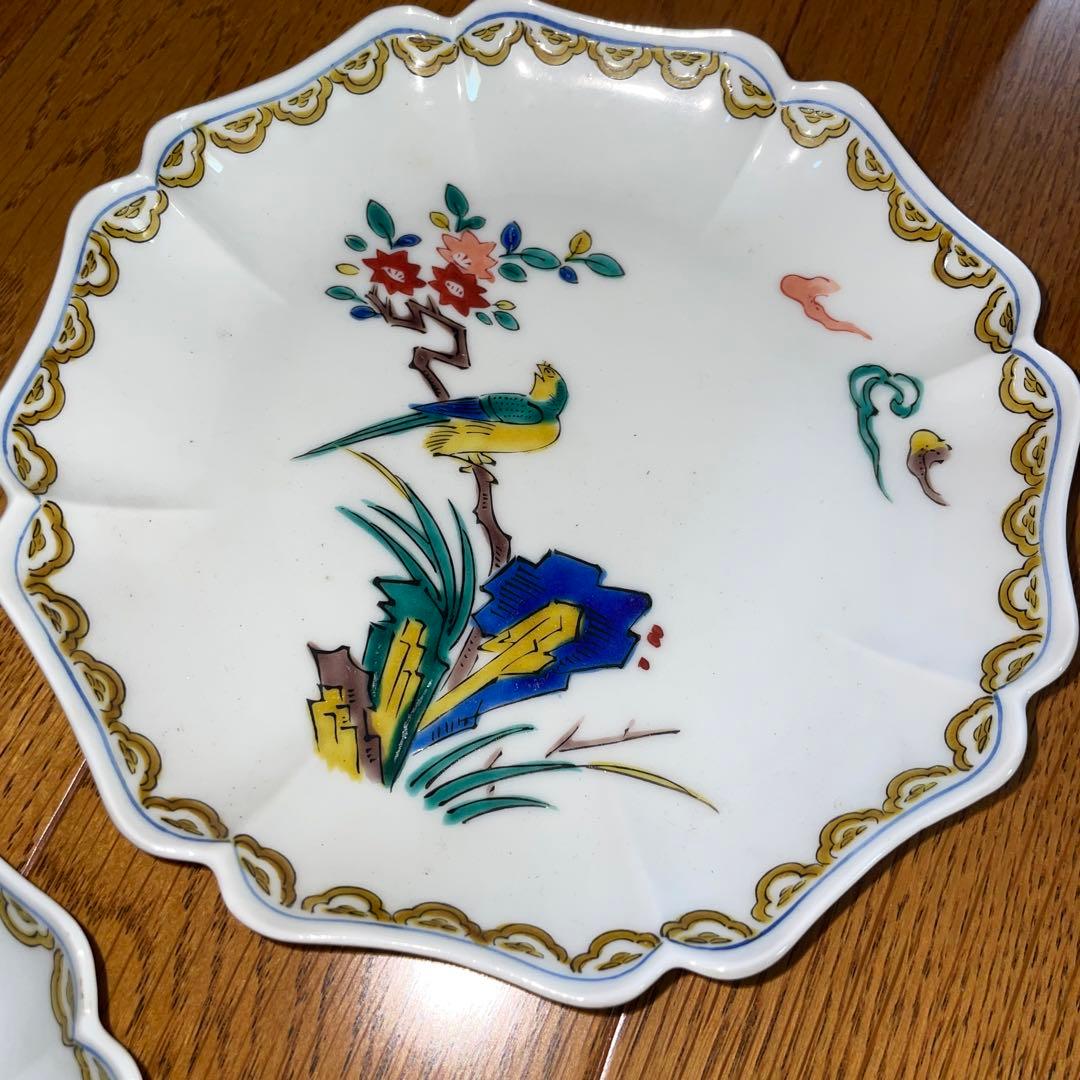 古九谷焼絵皿5枚セット　穂光作　未使用