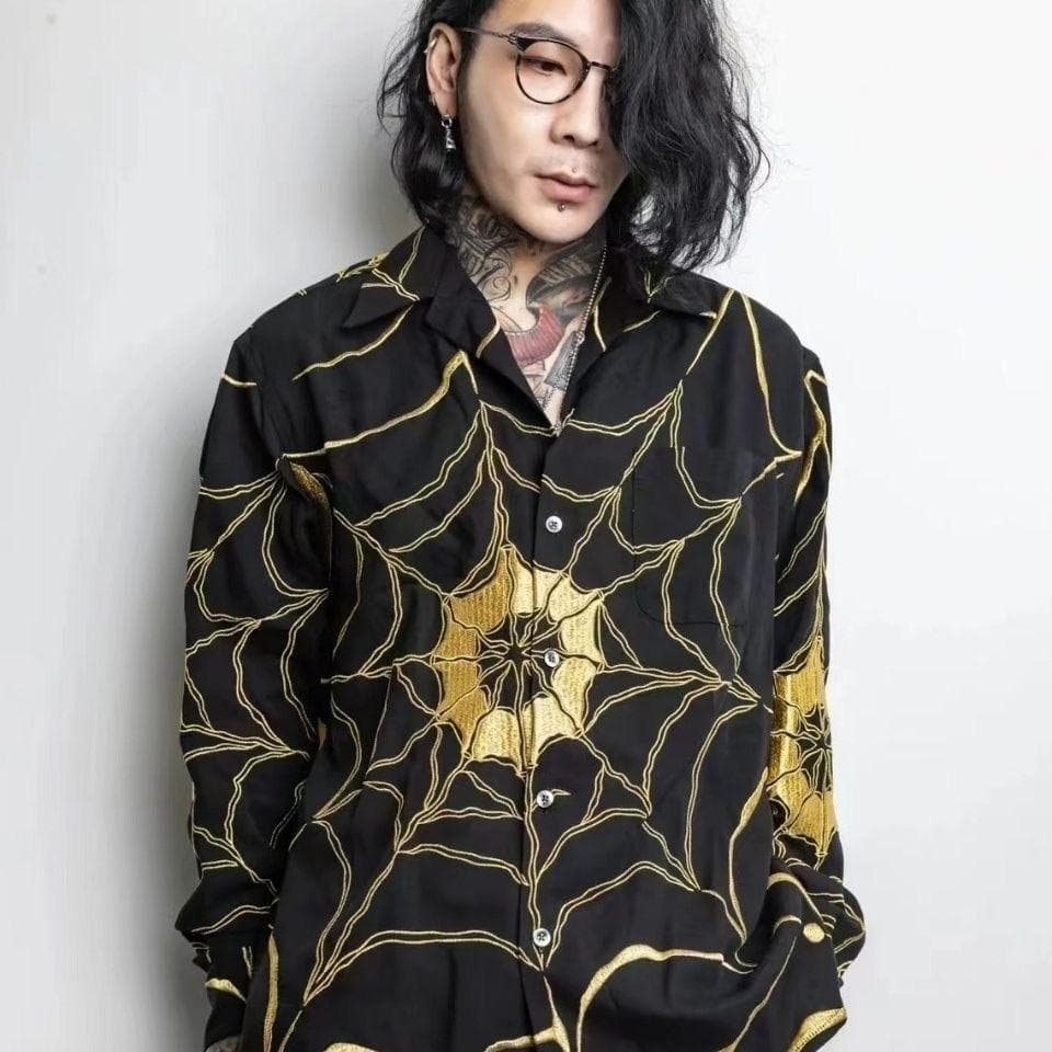 語学・辞書・学習参考書 WACKO MARIA SPIDER WEB OPEN COLLAR SHIRT