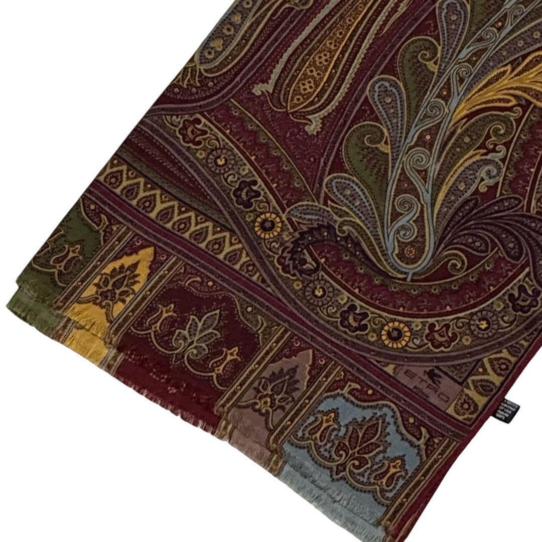 【極美品】ETRO エトロ シルク混 イタリア 超大判ストール スカーフ