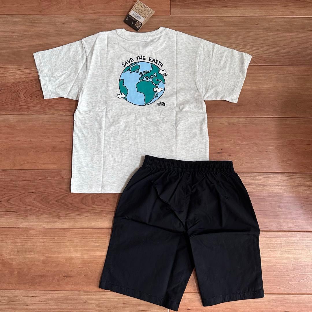 ノースフェイス　キッズ　140 セットアップ ホワイト　Tシャツ　ハーフパンツ