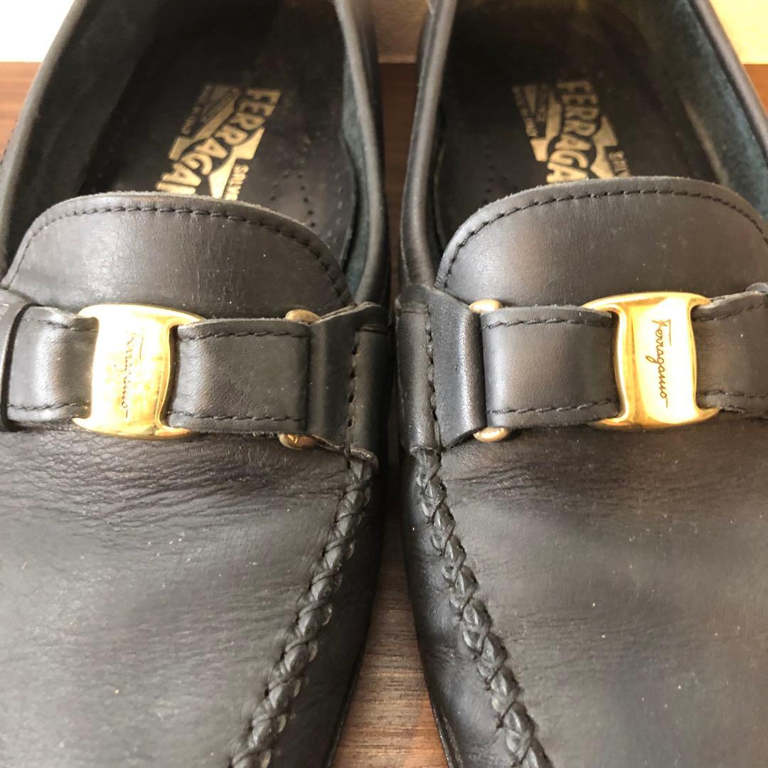 Ferragamo　フェラガモ　ドライビングシューズ　ヴァラ　レザー　ブラック