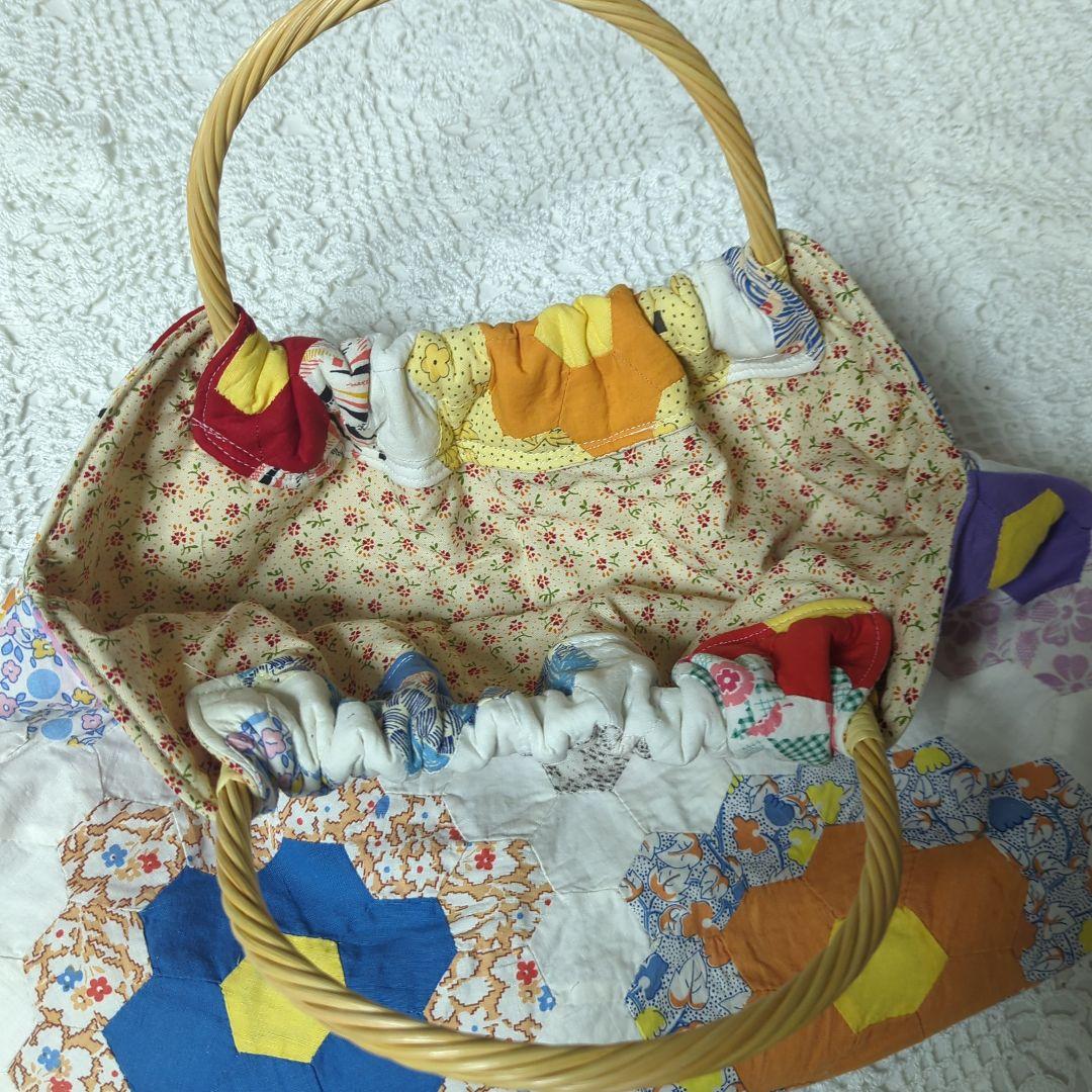アンティークキルトトップリメイク グラニーバック　　ハンドメイド