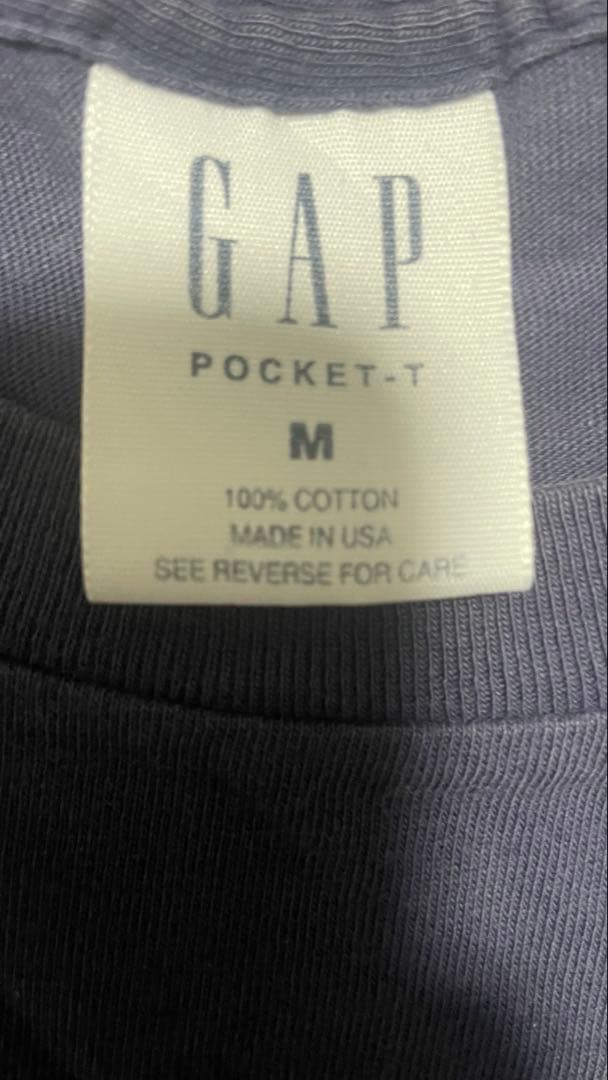 90s USA製GAP POCKET-T ポケット Tシャツ 無地 紺　M