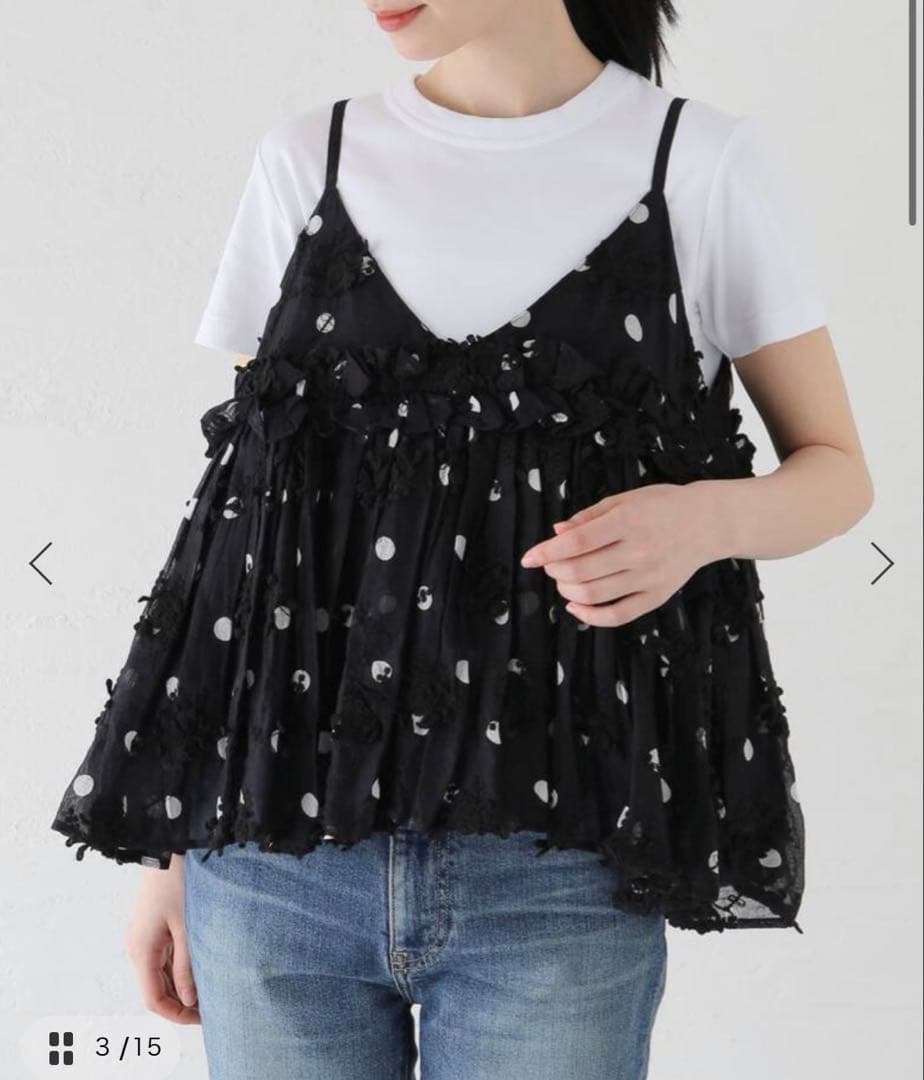 トップス crinkle 3D embroidery camisole