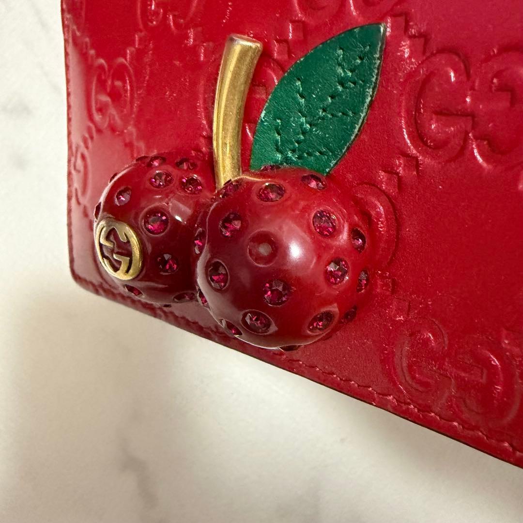 GUCCI 二つ折り財布 レッド チェリー さくらんぼ 財布
