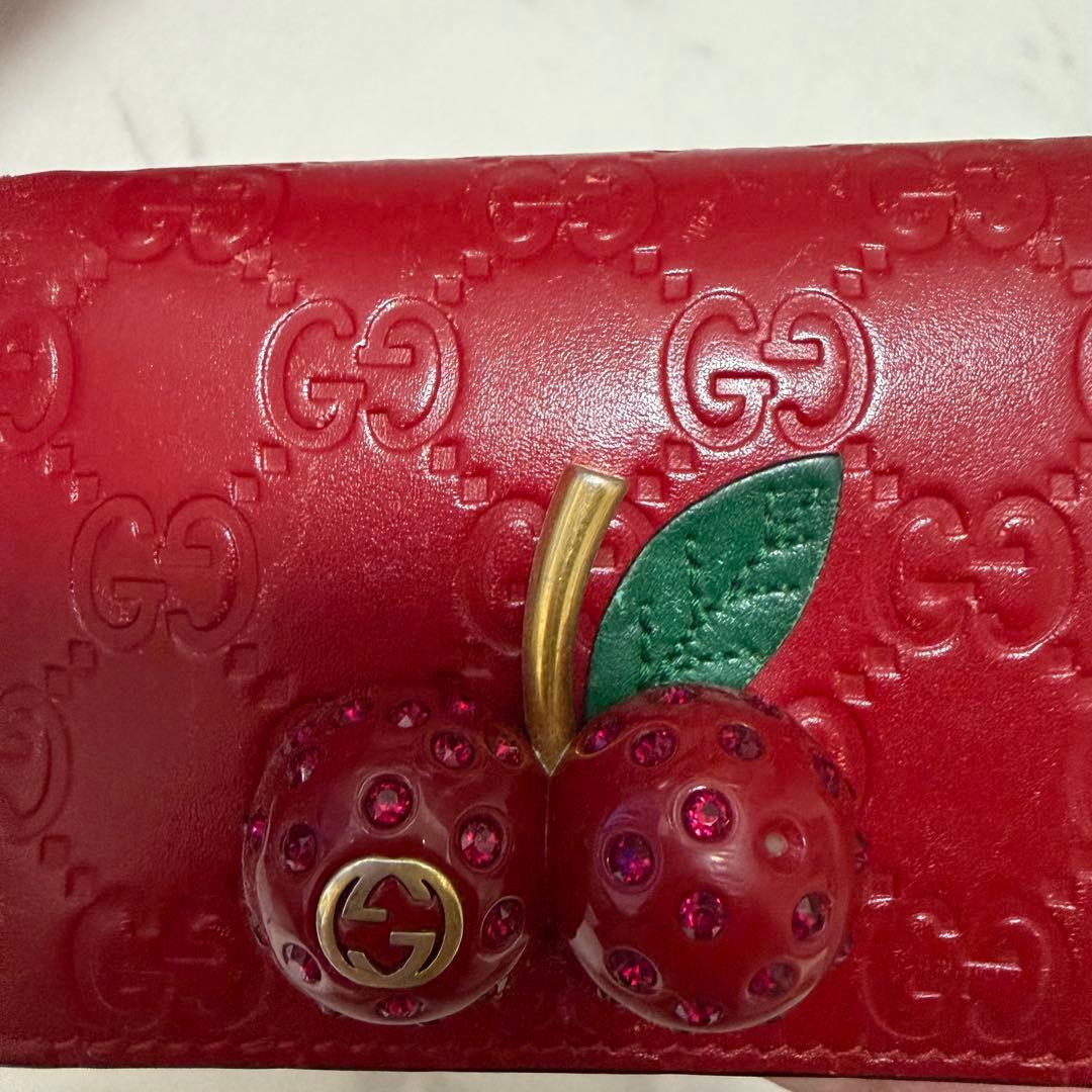 GUCCI 二つ折り財布 レッド チェリー さくらんぼ 財布