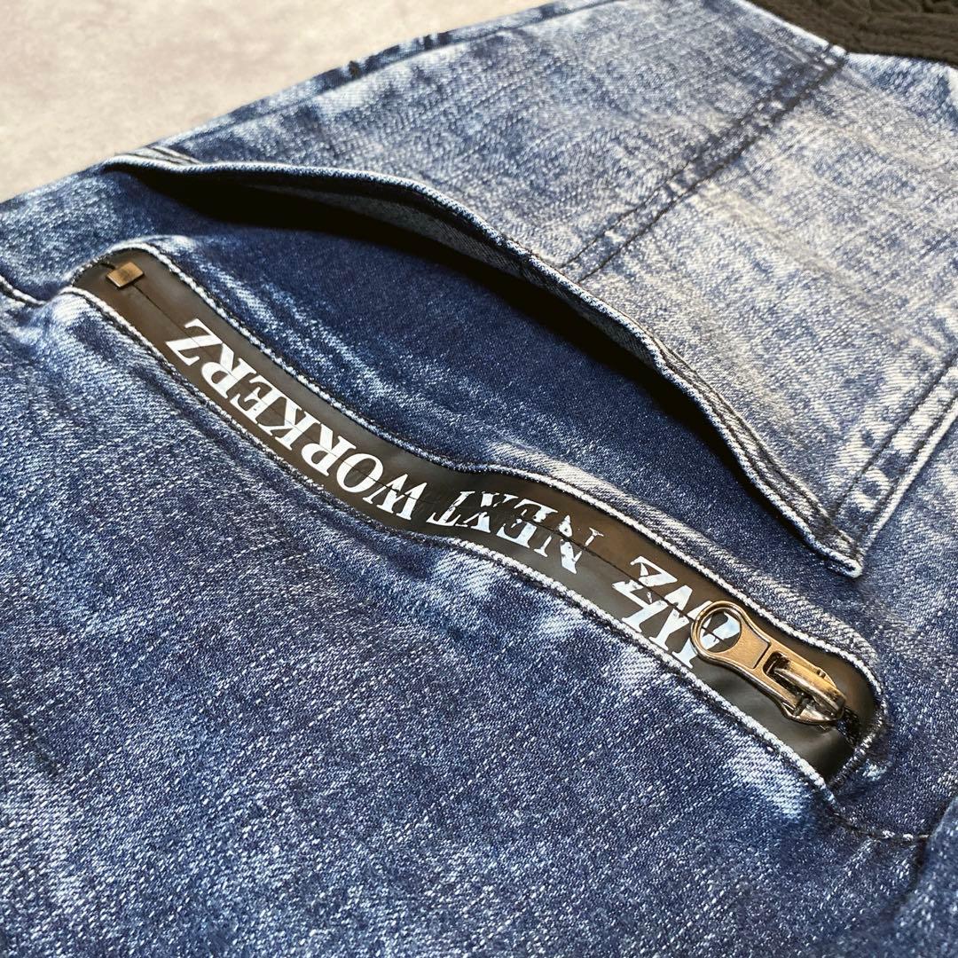 archive Y2K 00s BLUEB テーパードデニムパンツ ギミックXL