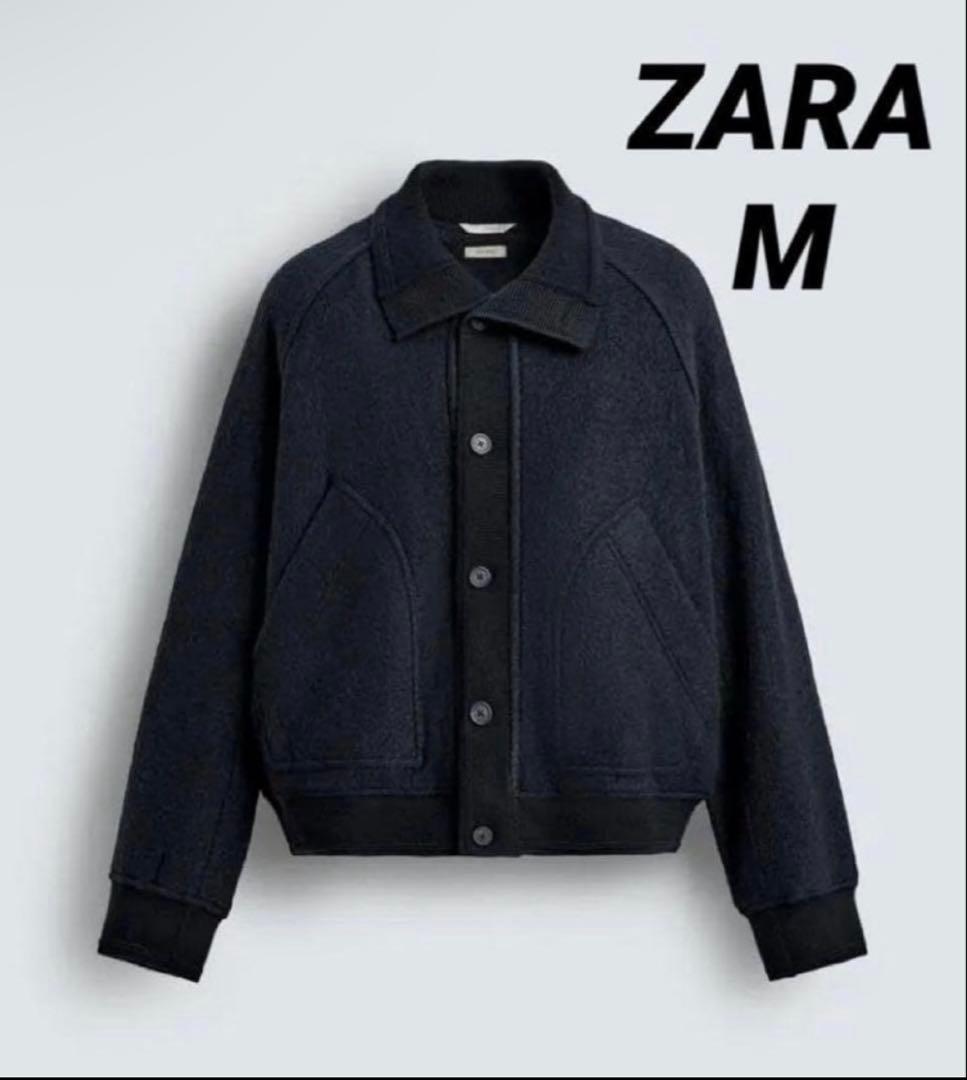 zara ザラ リブ襟切り替えジャケット M