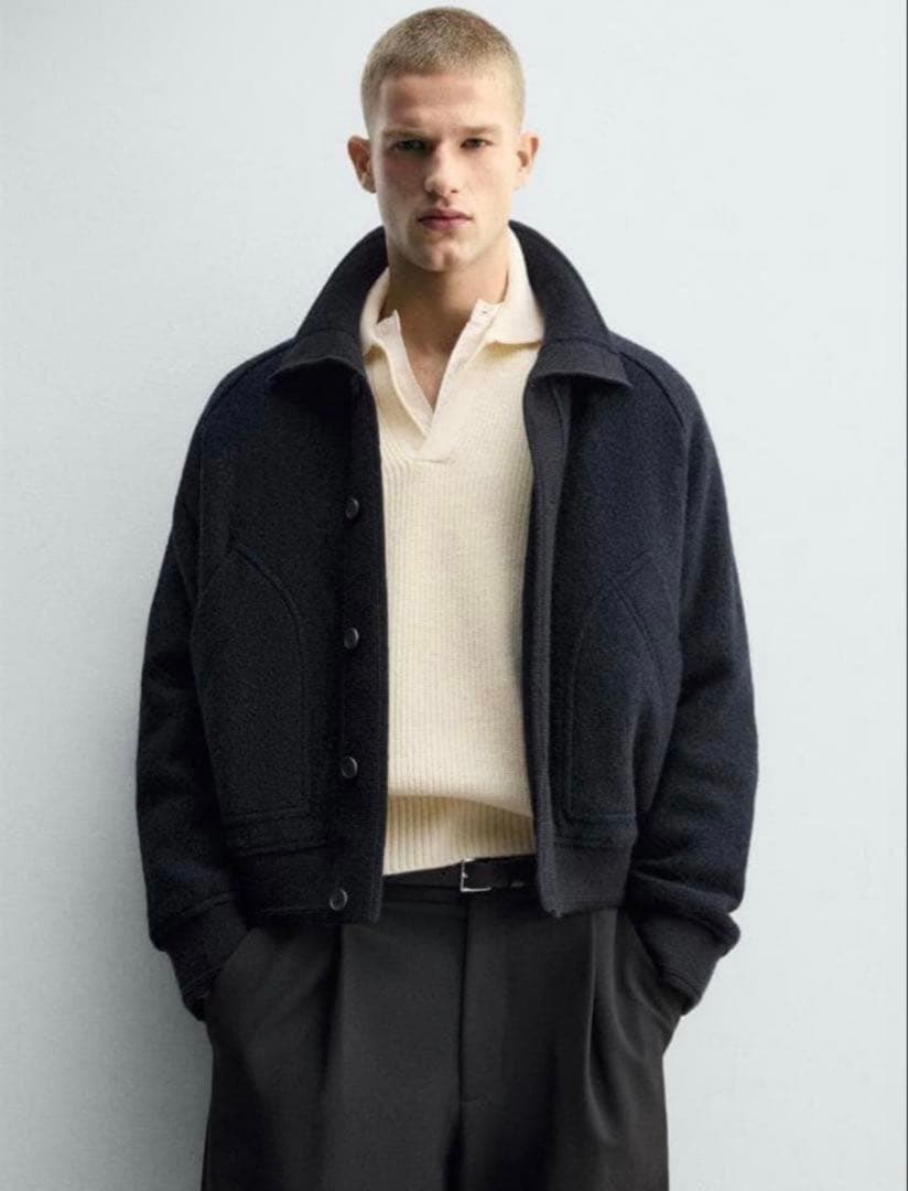 zara ザラ リブ襟切り替えジャケット M
