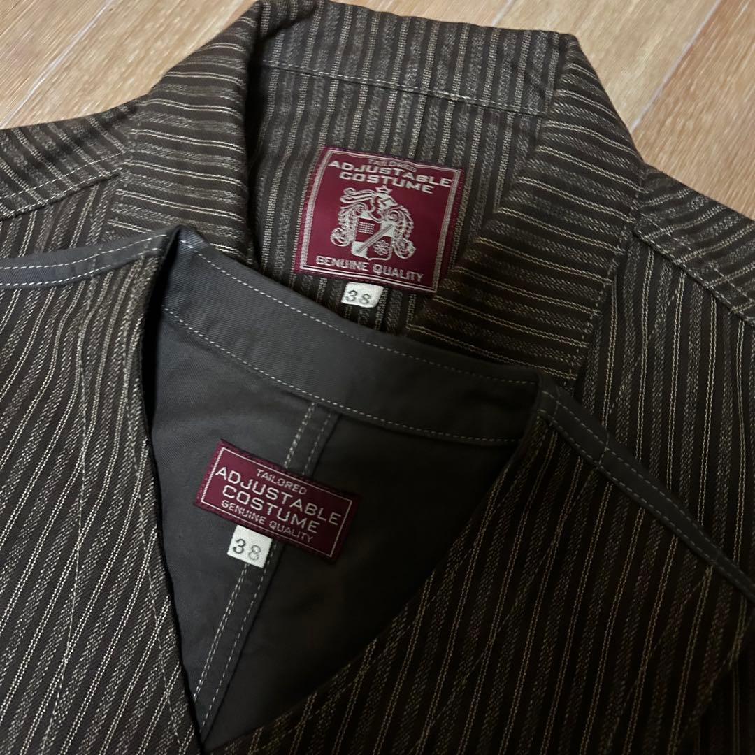 美品 ADJUSTABLE COSTUME 3P コットンストライプ セット