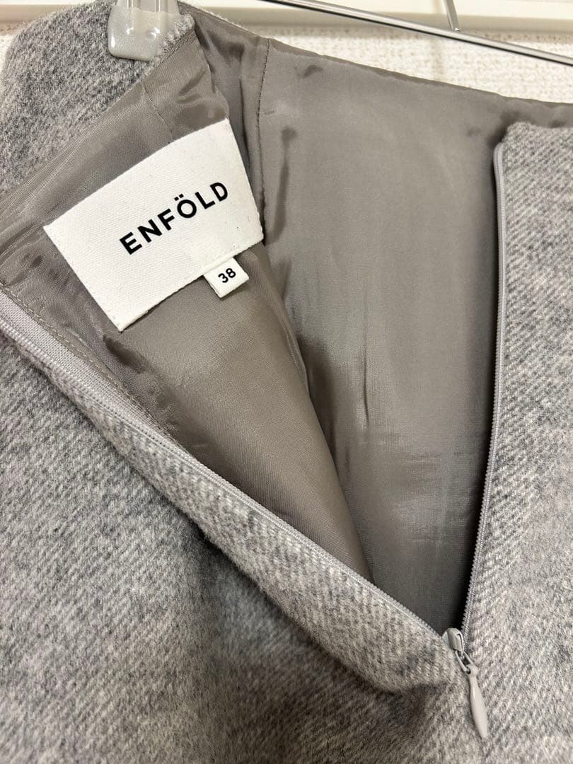 ENFOLD グレー タイトスカート ウール混合 アシンメトリー　38
