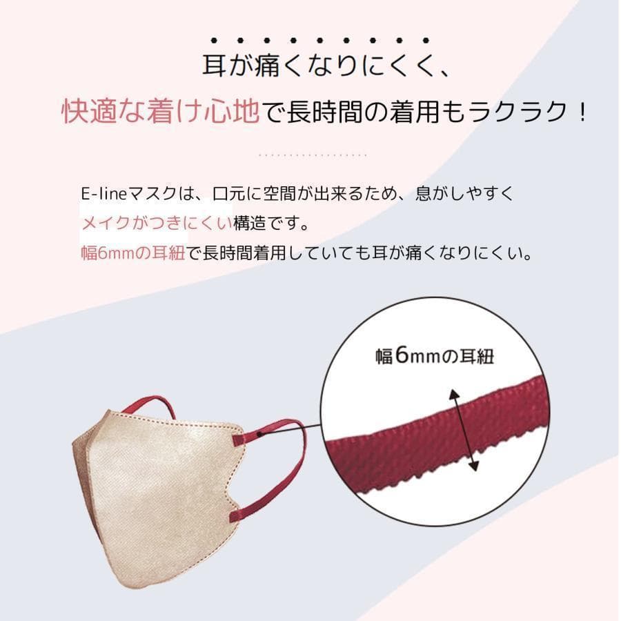 ayanpi【E-Lineマスク】『ベージュ／レッド』大きめ39枚入×5箱