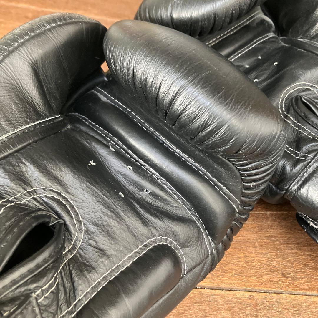 Twins　ツインズ　ベロクロ高級ボクシンググローブ　16 oz　ブラック　本革