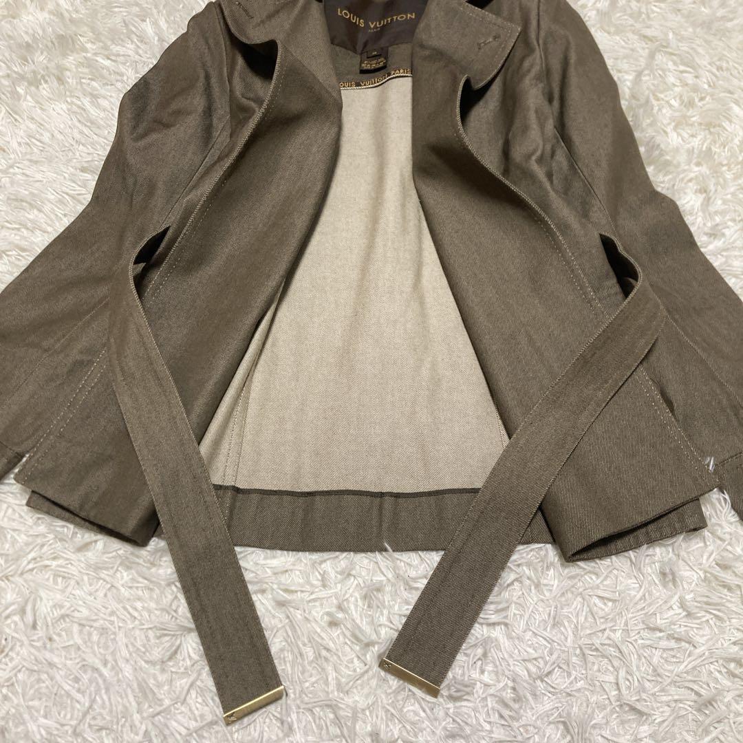 極美品✨ルイヴィトン　デニム　トレンチコート　ショート　ベルト　カーキ　S ロゴ