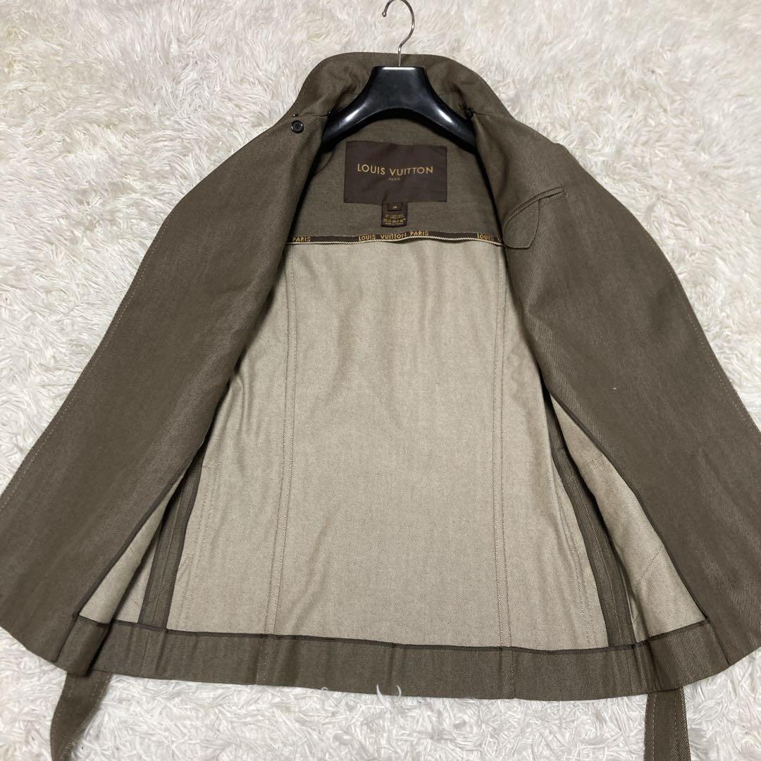 極美品✨ルイヴィトン　デニム　トレンチコート　ショート　ベルト　カーキ　S ロゴ