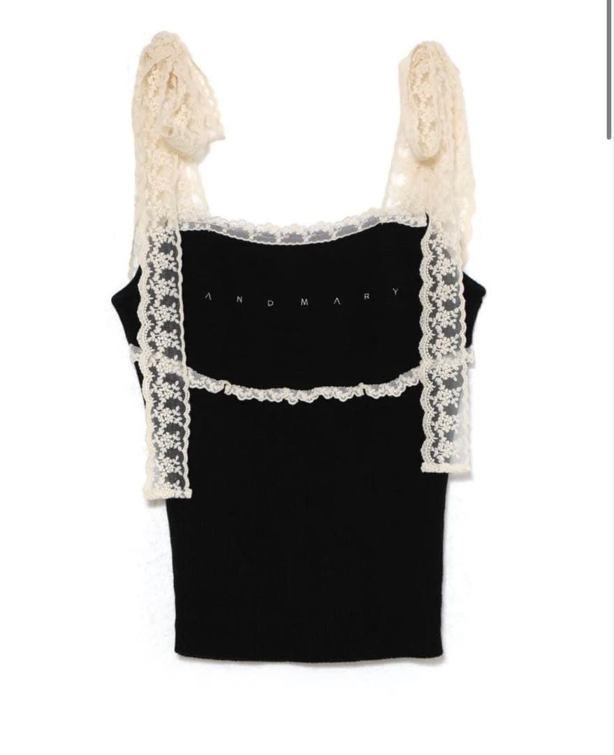 andmary Lil lace knit tops 黒