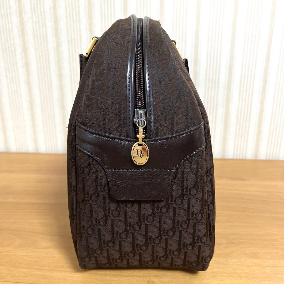Dior ボストンバッグ　ブラウン　ゴールドロゴ　トロッター　ブラウン