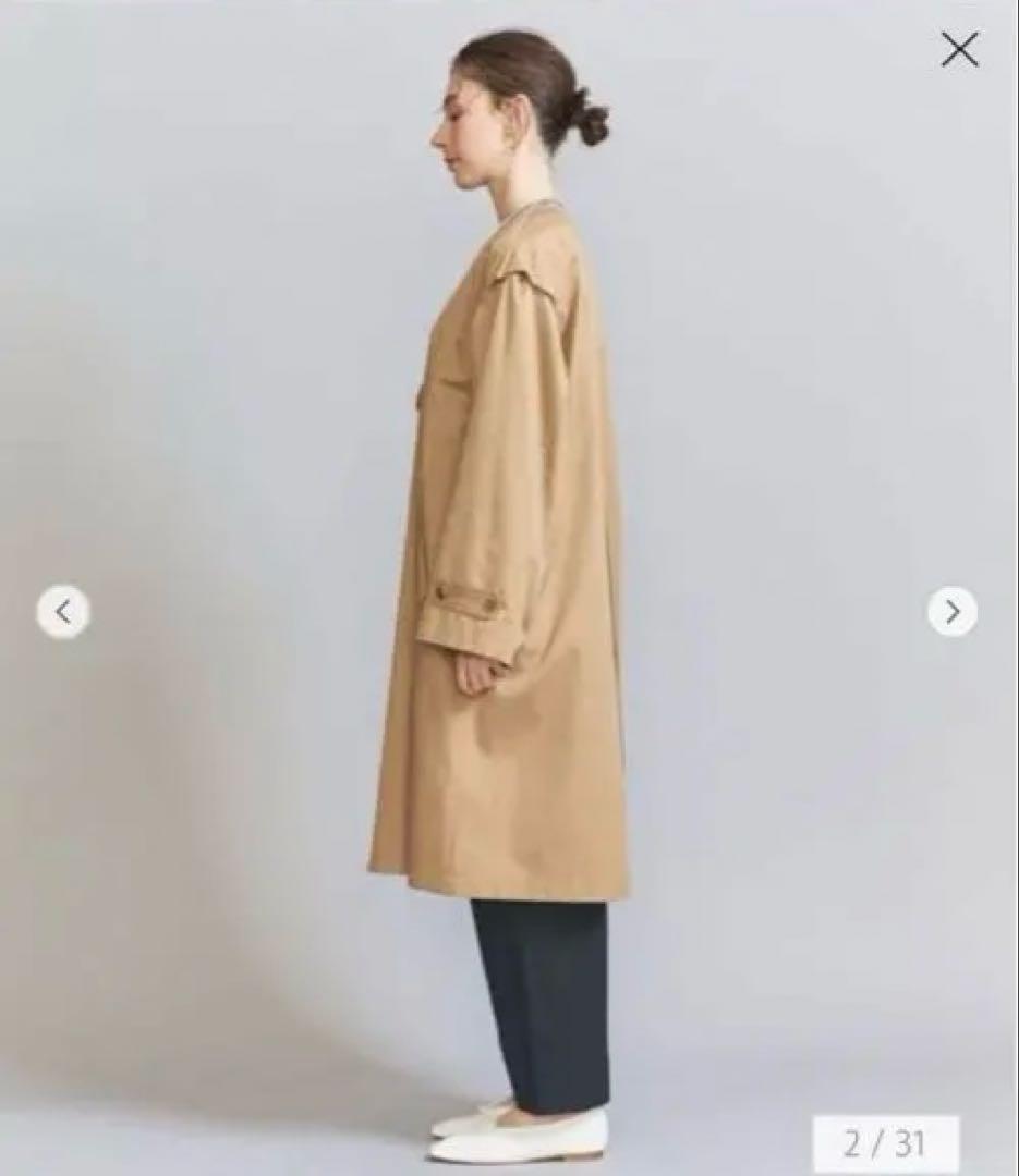 美品♡ビューティーアンドユース♡2wayノーカラートレンチコート♡