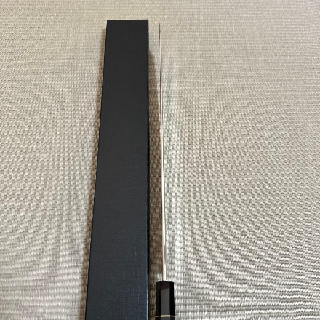 鏡面　本焼　先丸　柳刃　包丁　和包丁　V金10号　鬼反り　黒檀黒水牛八角柄　新品
