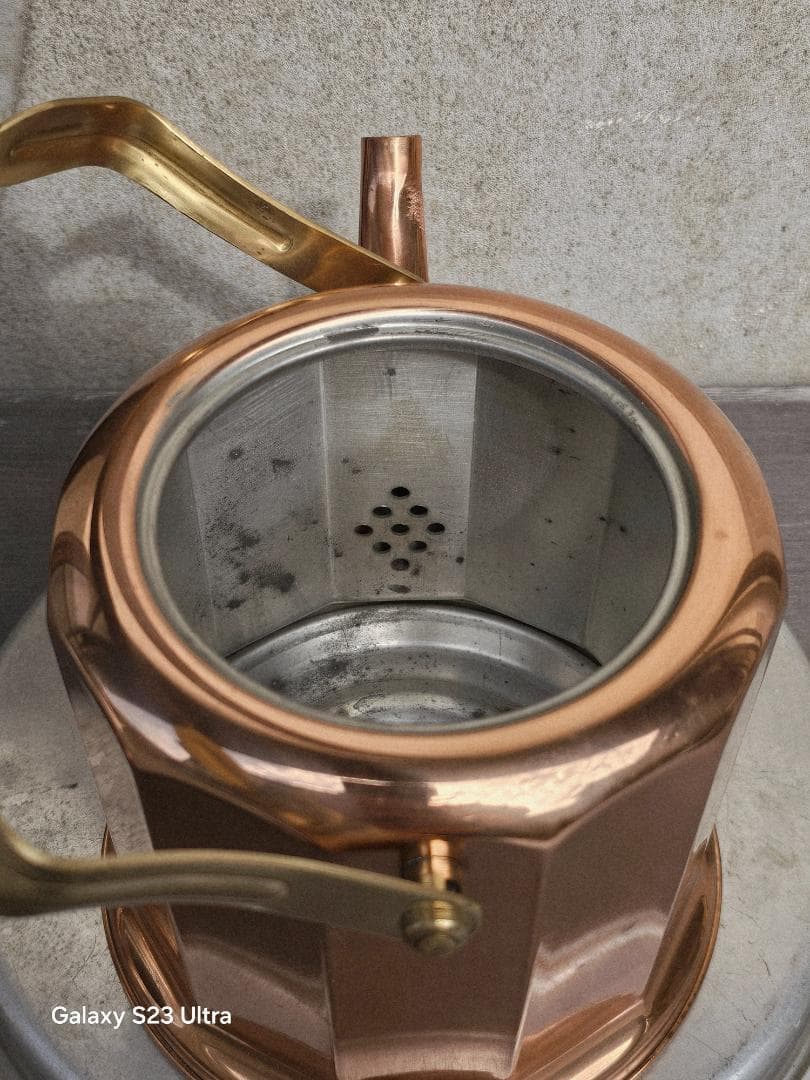 クッパー、銅製 12角形やかん 2.2L 木製ハンドル