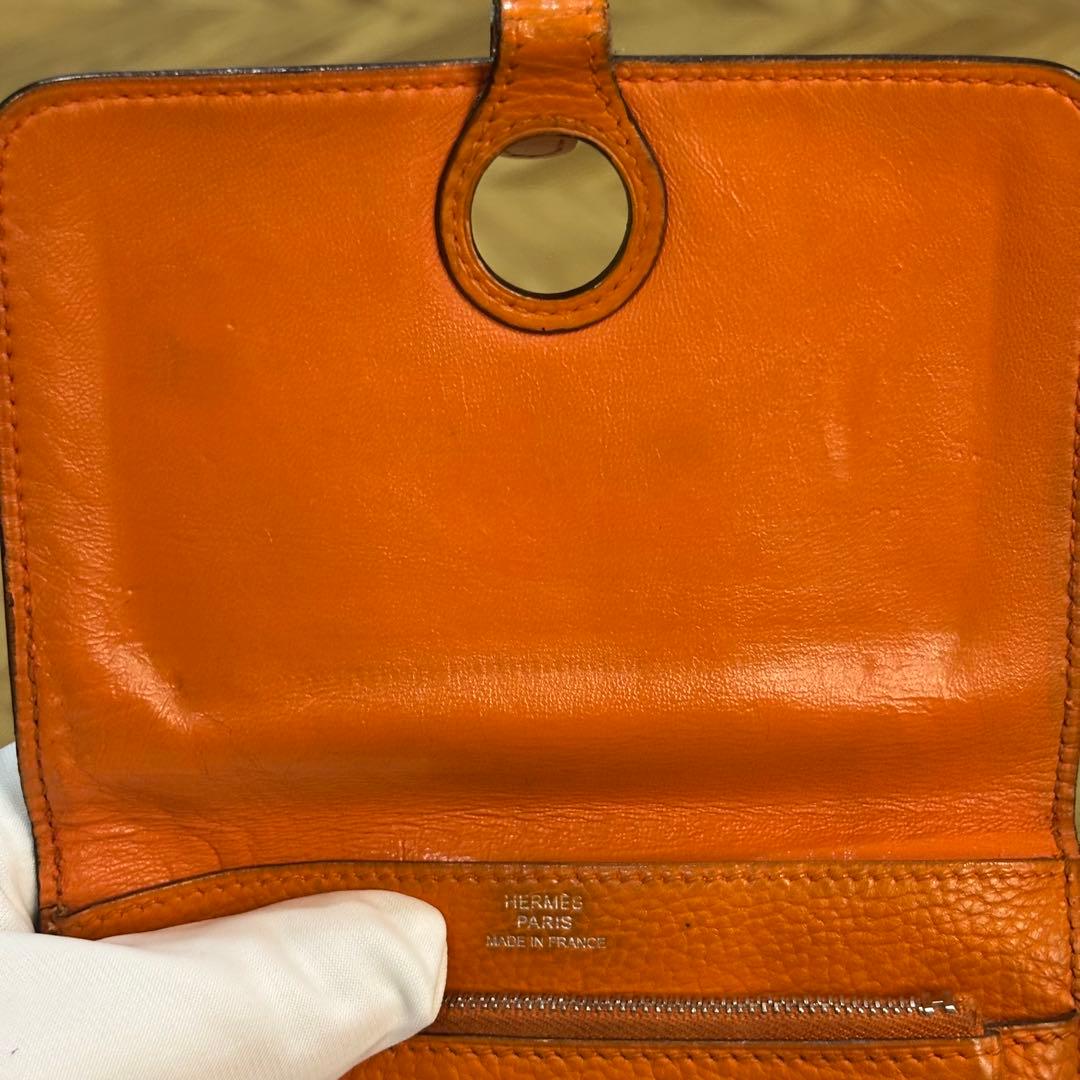 【並品】HERMES エルメス ドゴン コンパクトレザー 二つ折り財布 □J刻印