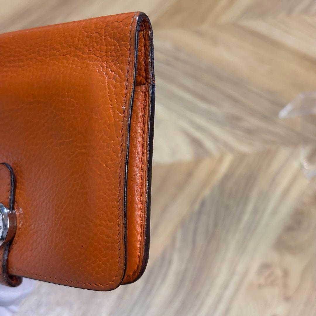 【並品】HERMES エルメス ドゴン コンパクトレザー 二つ折り財布 □J刻印