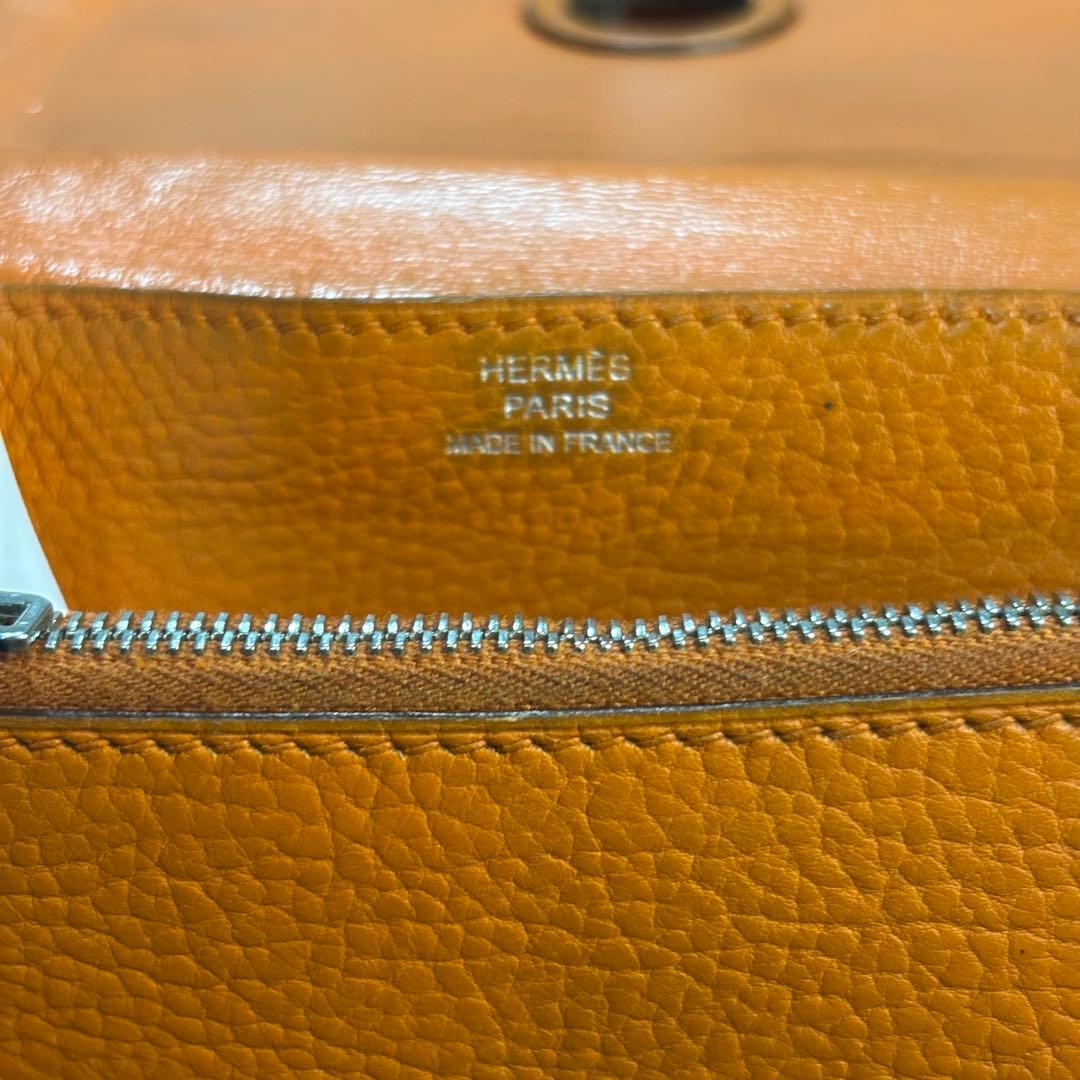 【並品】HERMES エルメス ドゴン コンパクトレザー 二つ折り財布 □J刻印