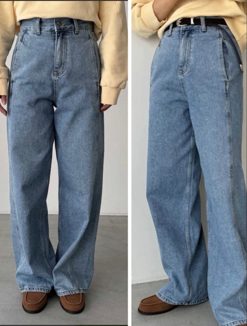 美品【canaljean】El mar シーム デニム パンツ ライトブルー