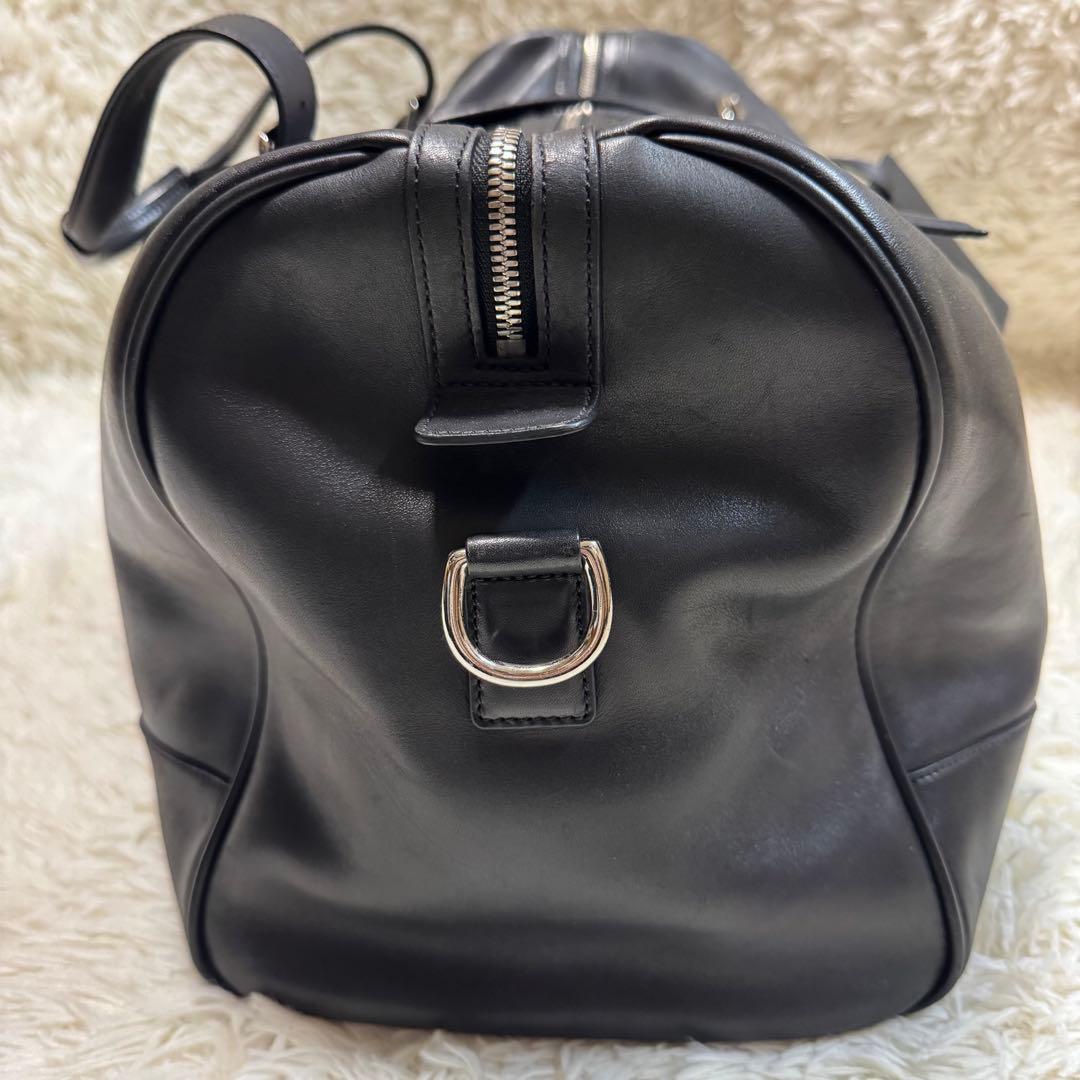 【大容量】　COACH ボストンバッグ　レザー　ブラック　ロゴプレート　コーチ
