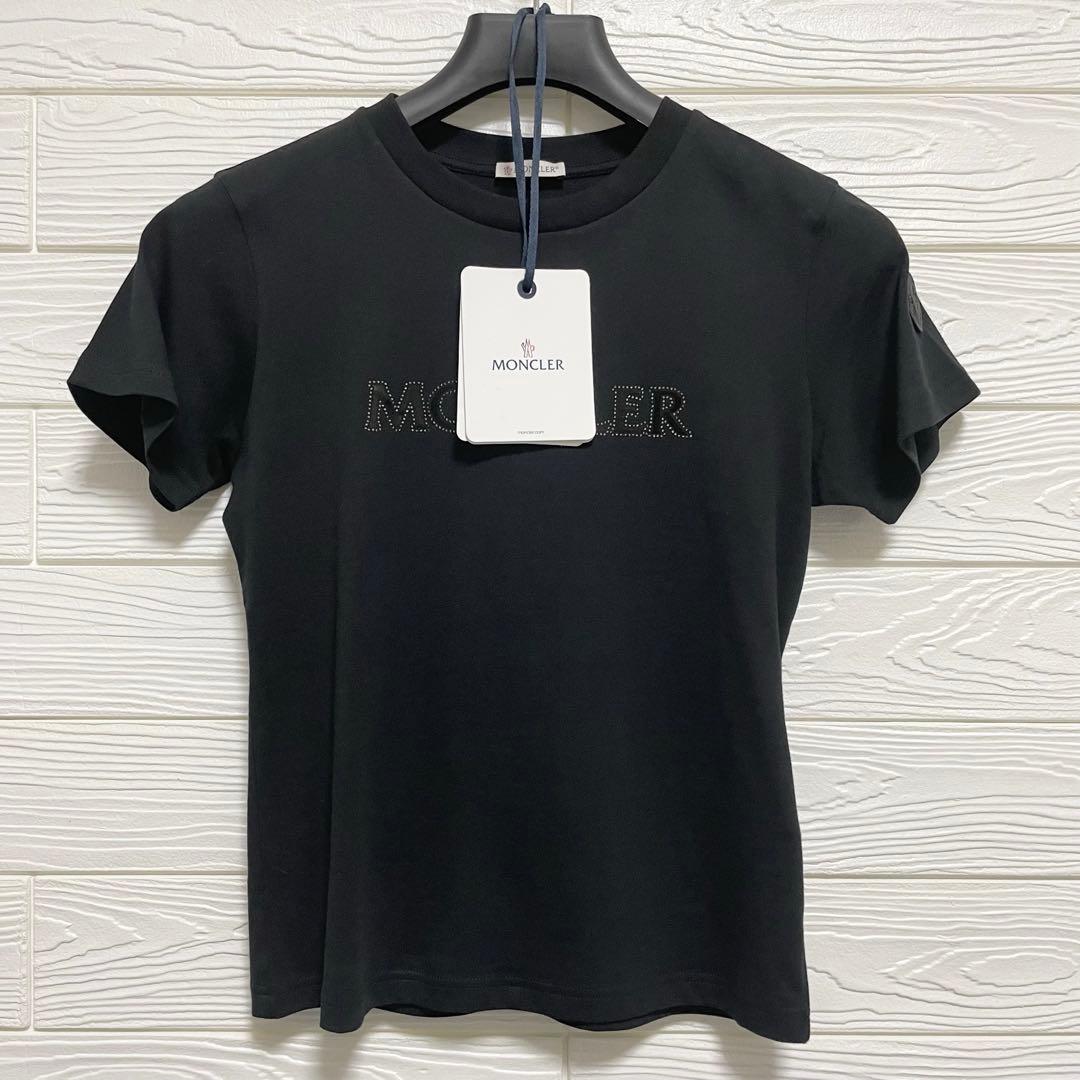 新品 MONCLER ラインストーン Tシャツ モンクレール ブラック 半袖