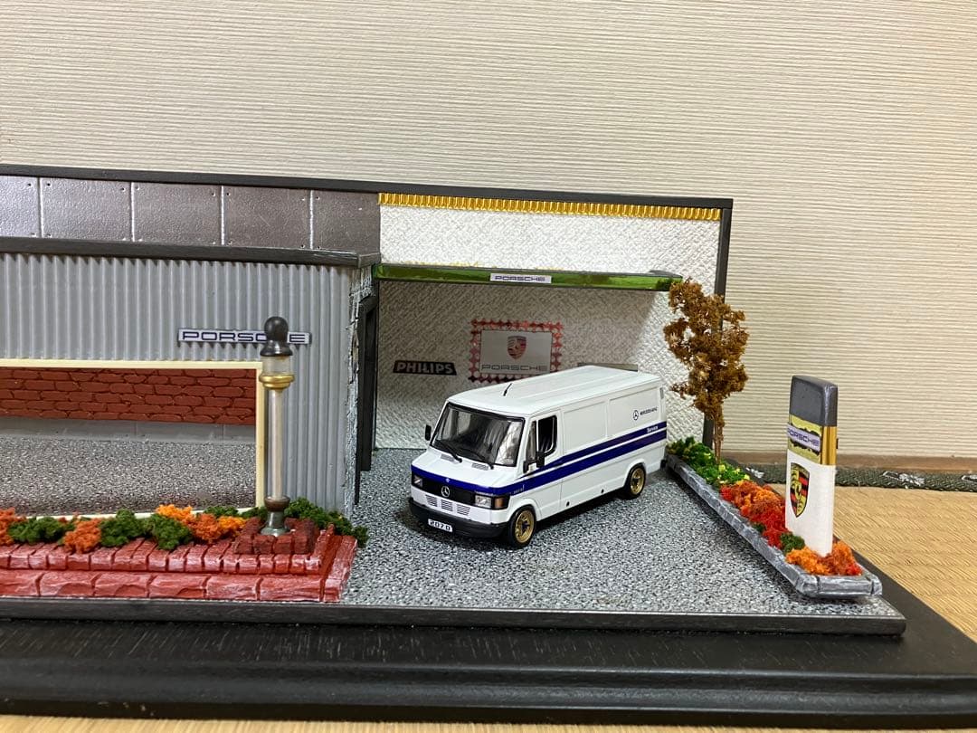 ジオラマ　ポルシェ　展示　およそ1/43 ミニカー無し