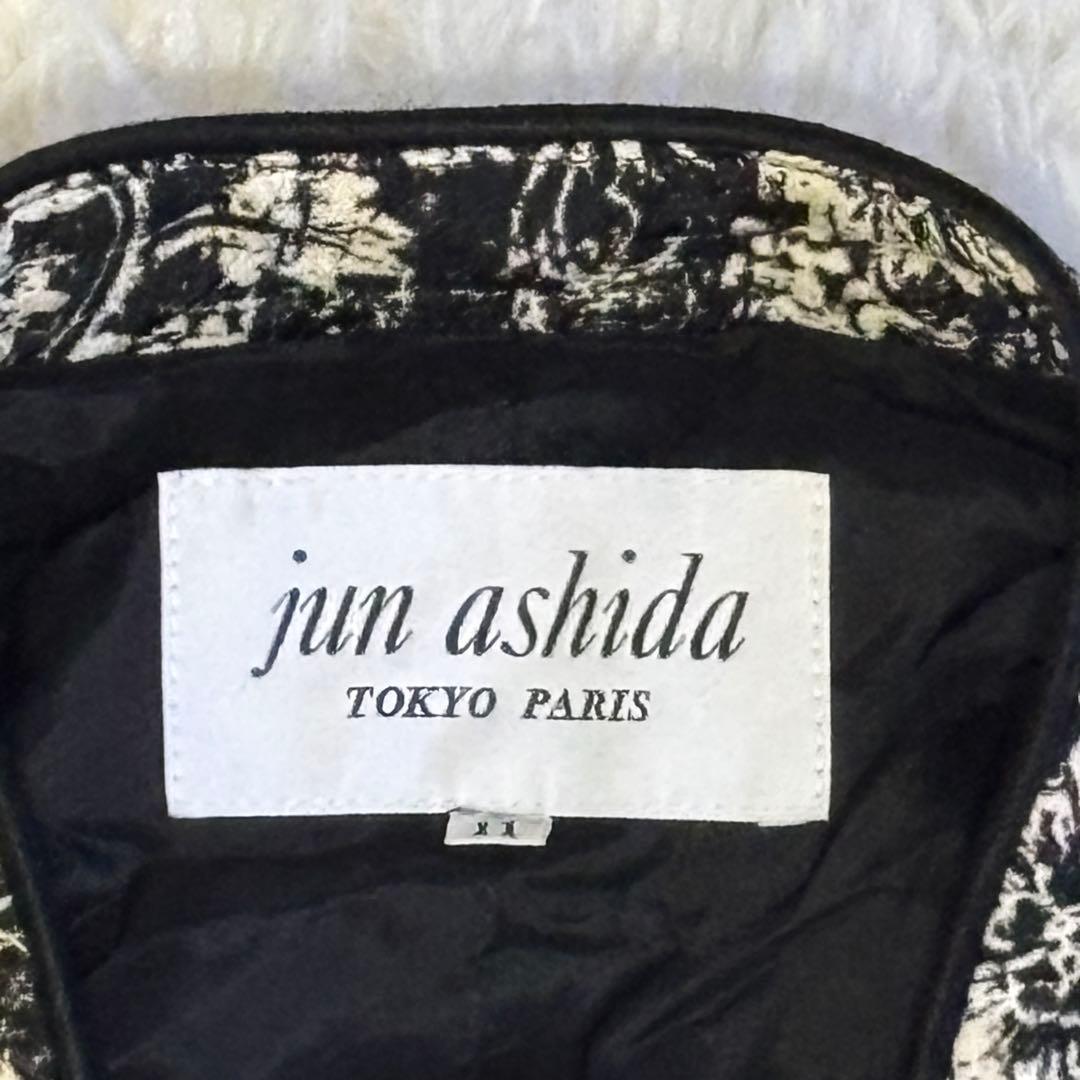 jun ashida ジュンアシダ　ノーカラージャケット シルク混 Lサイズ