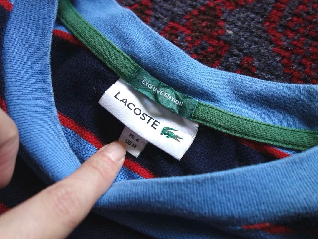 g*d様 lacoste 鹿子クルーネックT ラコステ 4 オーバーサイズ ネイ
