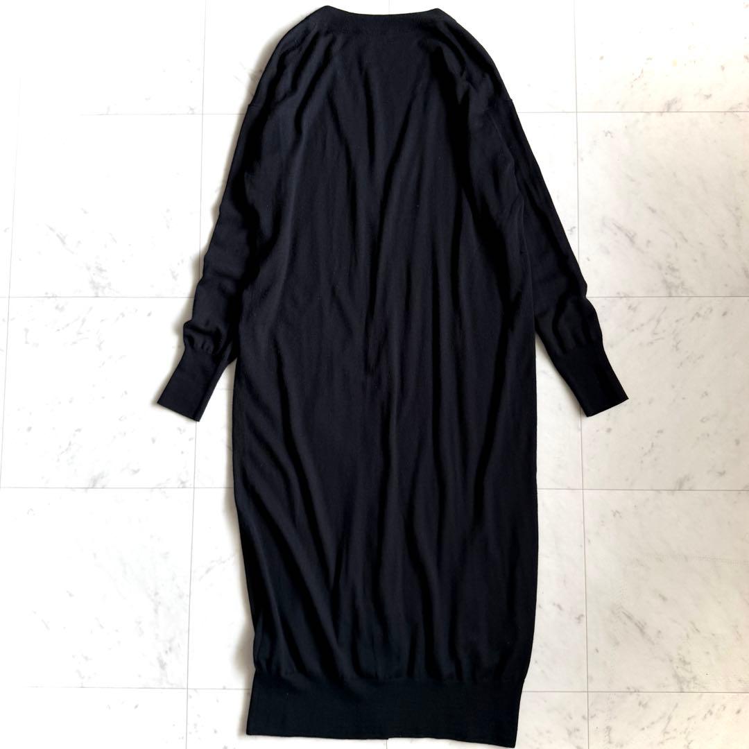 極美品 イレーヴ YLEVE カシミヤシルク ロングカーディガン ブラック 絹