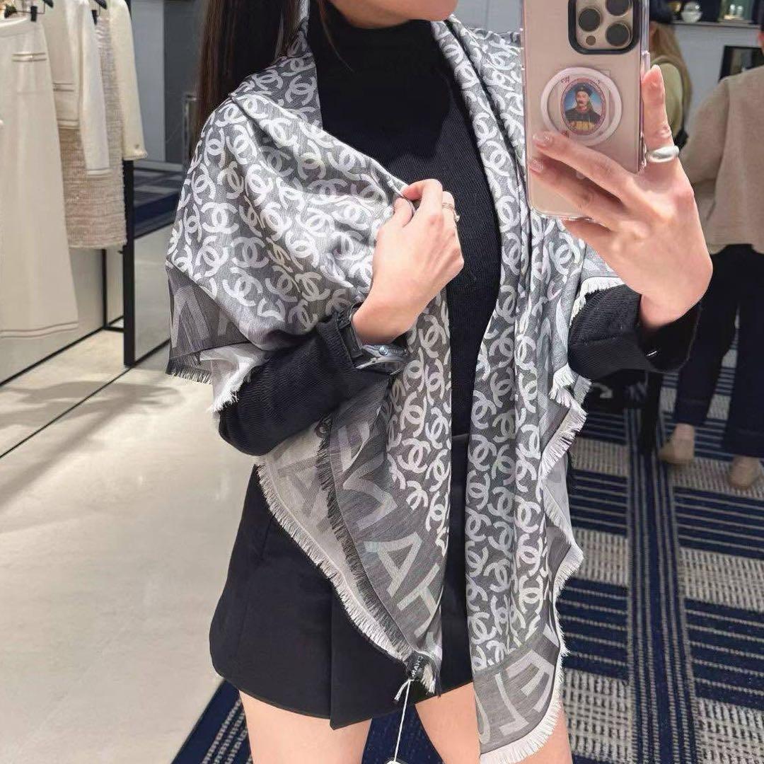 CHANELシャネルCCロゴグレー大判マフラーストール コットンストール入手困難