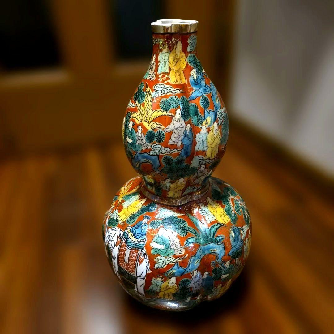 九谷焼　木米　青木木米　瓢箪型　壺　36.5cm インテリア　置物　花瓶