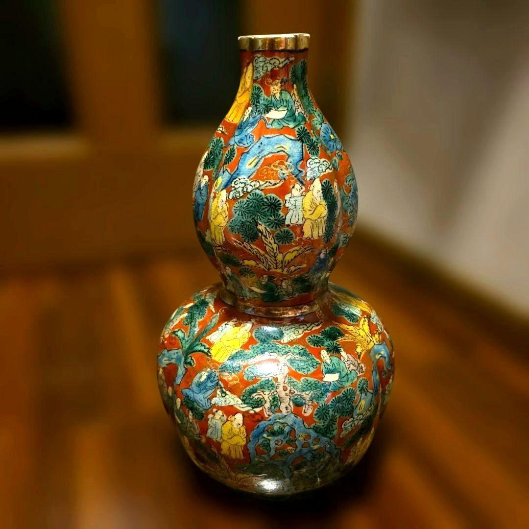 九谷焼　木米　青木木米　瓢箪型　壺　36.5cm インテリア　置物　花瓶
